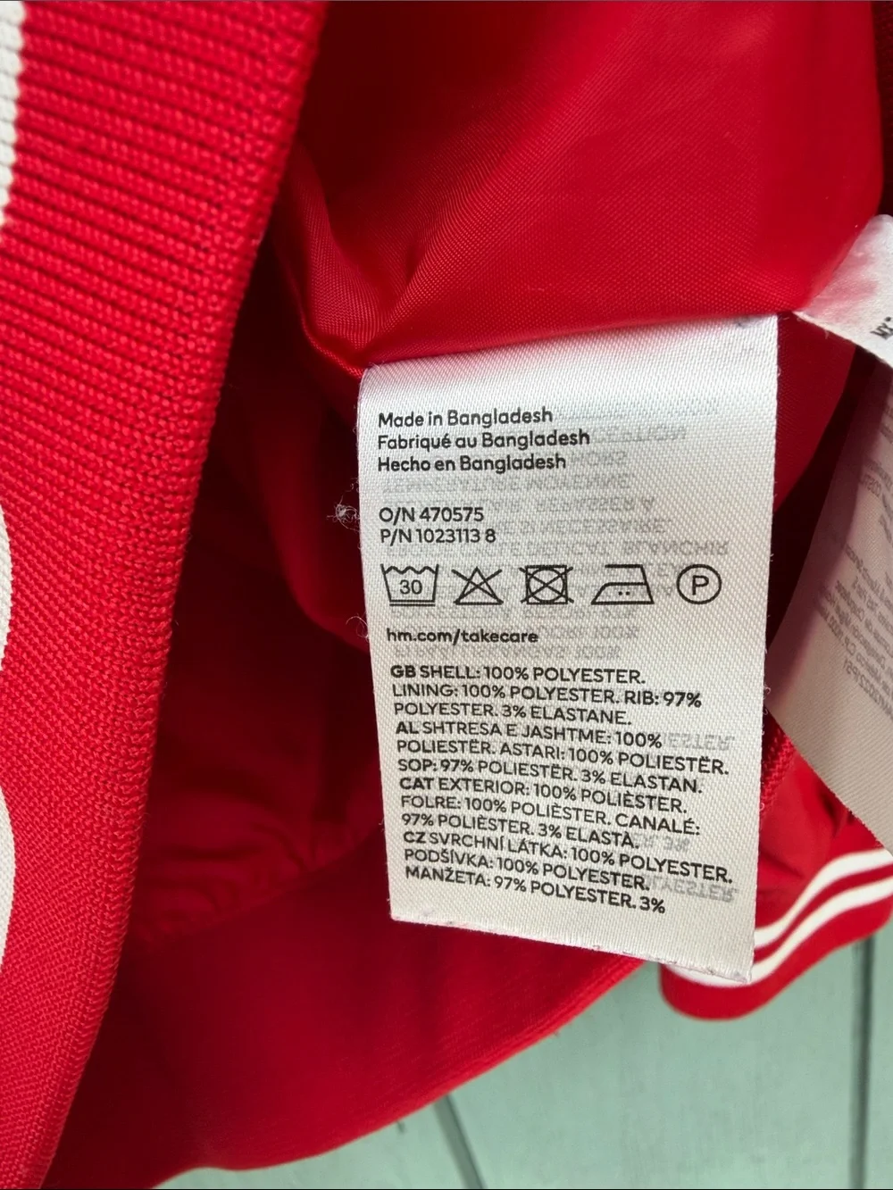 H&M Red Bomber Jacket with White Stripe Trim